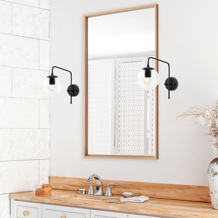 Opviq Lámpara de pared con cuerpo metálico y tapa de cristal Blanco y negro Opviq Lámpara de pared con cuerpo metálico y tapa de cristal Blanco y negro